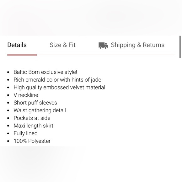 Baltic Born Leslie Velvet Maxi Dress - Emerald - Size M - Picture 7 of 8